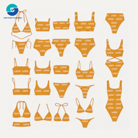 Bikini micro string solide avec logo personnalisé pour femmes, 2 pièces, en spandex/nylon, maillot de bain brésilien, marque privée, fabricant OEM