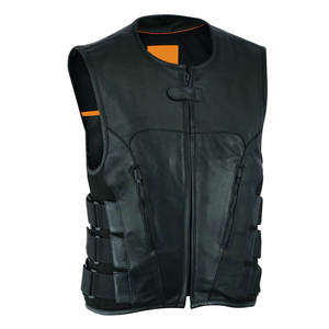 Gilet de moto robuste pour homme – Tendance et décontracté – Gilet en cuir sans manches pour motard - Product Image 1