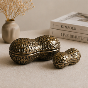 AK Brass Modern Handmade Decorative Golden Metal Peanut Box Sculpture Tabletop Set of 2 Showpiece for Table Decor - Product Image 6