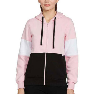 Sudadera con capucha y cremallera para mujer, de moda, manga larga, con paneles de color, informal, para invierno, ecológica, venta directa de fábrica - Product Image 1