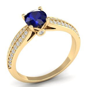 REYES Premium Quality 925 Sterling <b>Silver</b> GRA Certified Moissanite <b>Solitaire</b> <b>Ring</b> Round Cut Blue Sapphire Gemstone Fine Jewelry - Product Image 2