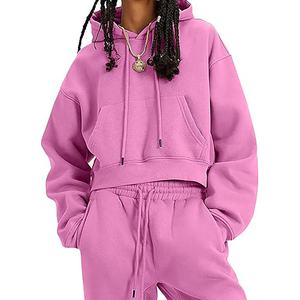 Conjuntos de Sudadera con Capucha y Pantalones Deportivos de Felpa Francesa Desgastada de Alta Calidad para Mujer, Estampado Puff, Transpirable, de Algodón, Personalizado - Product Image 4