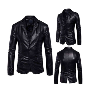 Men's Black PU Leather Biker Jacket <b>Slim</b> Fit Stand Collar <b>Belted</b> Zipper Closure Moto Style Winter Wear Quick Dry Coated - Product Image 6