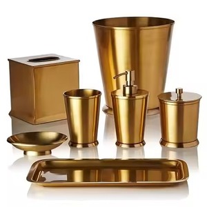 Premium Spa Metal <b>Bathroom</b> <b>Set</b> Luxury Bath Ware <b>Accessories</b> for Spa Resort Hotel Home Vanity Counter Decoration - Product Image 4