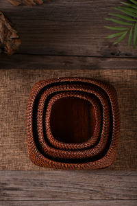 Cesta de Almacenamiento Vintage Hecha a Mano en China, Bandeja de Bambú Lacada con Asa de Hierro para Frutas, Decoración para Cocina, Comedor y Sala de Estar - Product Image 5