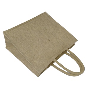 Gripped Soft Padded Rope Handle Natural Color Customized Burlap Promotional Advertising Jute Tote Shopping <b>Bag</b> For Branding - Product Image 5