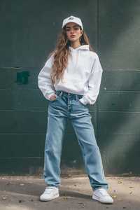 ONETEN APPARELS Ensemble survêtement femme bleu marine, sweat à capuche court et pantalon de jogging large, manches longues, imprimé, streetwear, coupe ample, automne - Product Image 3