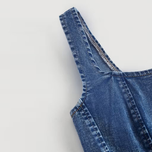 Hot Sale Women's Denim Tank <b>Top</b> O-Neck Sleeveless <b>Crop</b> <b>Top</b> Casual Summer Outdoor Front Logo Breathable Eco-Friendly High Quality - Product Image 4