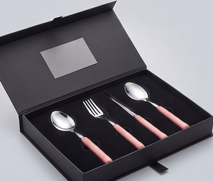 Ensemble de couverts minimalistes en acier inoxydable avec manche rose, cuillère, fourchette, baguettes, passe au lave-vaisselle, couverts de voyage - Product Image 6