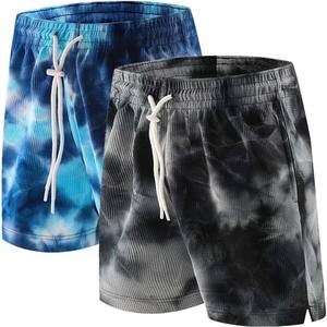Pantalones cortos tie-dye para el día a día para hombre, pantalones cortos amarillos con cintura elástica para hacer ejercicio y relajarse - Product Image 4