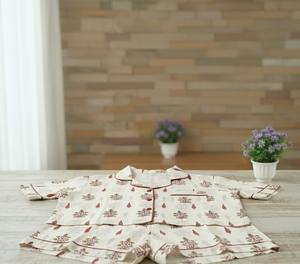 Conjunto de Pijama Corto de Verano para Mujer, con Cierre de Botones, de Algodón, Manga Larga, Personalizado, Estampado a Mano - Product Image 3