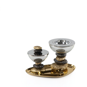 Ensemble de brûleurs à encens Bakhoor en métal de luxe moderne, brûleur à charbon Mabkhara Oud avec plateau décoratif, parfum d'ambiance arabe pour la maison - Product Image 1