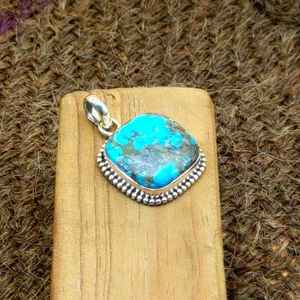 High Quality 925 Sterling <b>Silver</b> <b>Handmade</b> Pendant Natural Mohave Turquoise Gemstone Fine Rope <b>Necklace</b> for Wedding Gift Factory - Product Image 5