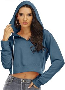 Conjunto de Top corto de 100% poliéster para correr, conjunto de Top corto elástico de calidad prémium para Yoga, deportes con capucha, Top cruzado de barriga para correr - Product Image 4