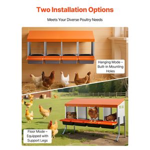 Nidi per Galline in Plastica ad Alta Resistenza, 4 Scomparti, Facile Raccolta delle Uova, Gambe di Supporto in Acciaio Zincato, Nuovo Modello - Product Image 6