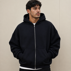 Men's 100% Cotton Full <b>Zip</b> Hoodie Fleece Sweatshirt Regular Fit <b>Zip</b> Up <b>Hooded</b> Jacket for Winter Casual Wear - Product Image 3