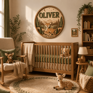 Letrero Personalizado con Nombre de Ciervo del Bosque |   Arte de Pared de Madera con Corte Láser Personalizado |   Decoración de Habitación Infantil con Temática Forestal, Nombre Rústico para Cuarto de Niños - Product Image 5