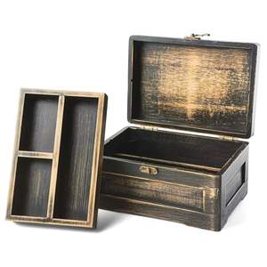 Light Wooden <b>Storage</b> <b>Boxes</b> with Cut Out Handles <b>Stackable</b> Nesting Design Rustic Organizer Elegant Home Office Keepsake Contain - Product Image 5