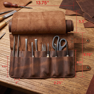 Bolsa de herramientas enrollable de cuero genuino, organizador profesional de herramientas enrollable para mecánicos, artesanos, almacenamiento en taller a precio razonable - Product Image 4