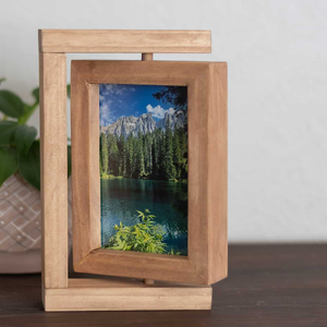 Cadre photo en bois naturel transparent fait main, personnalisable, pour présentation sur table, vente en gros - Product Image 3