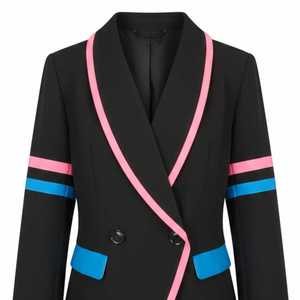 Blazer pour femme Couture Varsity 1938, coupe ajustée pour jeune, avec bordure contrastante, veste cintrée, chic, pour soirée formelle, vêtement d'extérieur tendance - Product Image 4