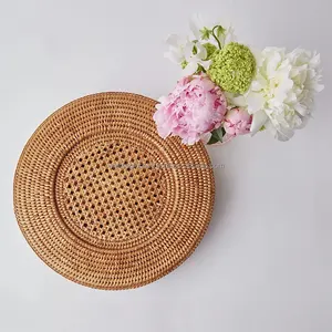 Elegant Round Woven placemats Best Rattan Plate Dish Table mats For Dining Wedding Home Setting Decorative