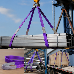 Eslinga Plana de Alta Resistencia Provina de 1 Tonelada para Elevación con Grúa, Poliéster de Alta Tenacidad con Ojales Reforzados con Acero, Uso Industrial - Product Image 2