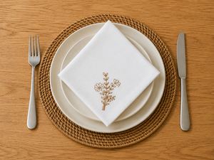 White Floral Embroidered <b>Cloth</b> Napkin Square Dinner <b>Table</b> Napkin Decorative Dining <b>Linen</b> for Wedding Party - Product Image 2