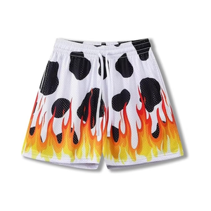 Compre Ahora Pantalones Cortos Deportivos de Malla con Estampado de Llamas para Hombre, Transpirables, de Secado Rápido, Casuales de Verano, con Logotipo Personalizado, Proveedor Mayorista OEM ODM - Product Image 3