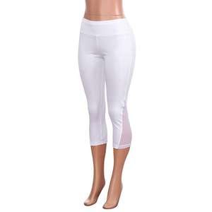 Pantalon de yoga pour femme, blanc, en maille, uni, coupe capri, taille haute, sans couture, effet push-up, pour la course et le fitness, legging unisexe, prix abordable, OEM - Product Image 1