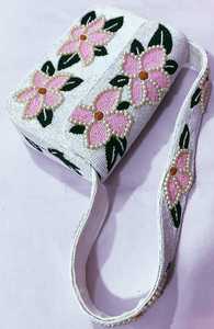 ALI FASHION ART AFA-03 Sac à main rectangulaire brodé à la main en polyester lavable avec motif floral rose, artisanat textile - Product Image 2