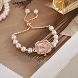 Reloj de pulsera de aleación para estudiantes, nuevo modelo 2026, venta al por mayor de fábrica, reloj cuadrado de cuarzo colorido, resistente al agua, con correa de cadena de perlas - Product Image 5