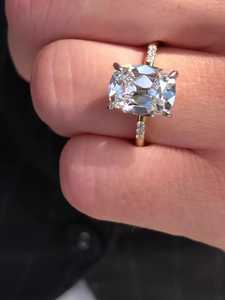 Anillo de compromiso de diamante cultivado en laboratorio con corte Old Mine Cut, personalizado, 3 quilates, oro macizo de 14K y 18K, solitario con halo, para mujer, venta al por mayor de fábrica - Product Image 5
