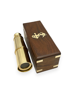 High Quality <b>16</b> Inch Polished Brass Tapered Spyglass Telescope with Wooden Storage Box Nautical Style Creative Home Decoration - Product Image 2