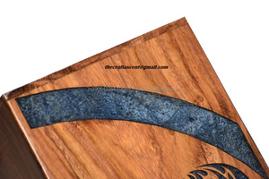 American Style Epoxy Cremation Urn Heart-Shape Resin Wooden Urn <b>Box</b> <b>for</b> Human <b>Ashes</b> & <b>Pet</b> Fractal Burning Funeral Urn From India - Product Image 4