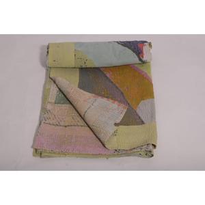 ผ้าห่มกันธากุดรีผ้าฝ้ายอินเดีย ทำมือ วินเทจ โบโฮ ผ้าคลุมเตียง ผ้าห่มสองด้าน ของตกแต่ง - Product Image 6