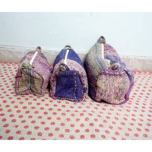 Bolsa de cosméticos de algodón con estampado a mano Kantha indio, juego de tres neceseres, estuche para accesorios, bolsa de viaje para mujer, Kantha hecho a mano - Product Image 2