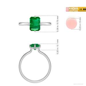 14K Solid Gold Solitaire Emerald-Cut Emerald Engagement <b>Ring</b> with Hidden Halo Handmade <b>Customized</b> Fine Jewelry Wedding - Product Image 3