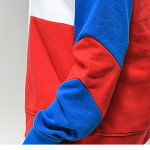 Women's Color <b>Block</b> Drawstring Detail Long Sleeve Hooded Cotton Fleece OEM Printed Plus Size Embroidered Lined Sweatshirt Autumn - Product Image 2