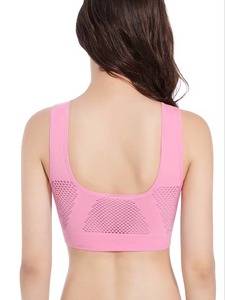 Women Seamless V <b>Neck</b> Sports Bra Breathable Mesh Ventilation Yoga Crop Top Removable <b>Padded</b> Running Activewear Bralette - Product Image 5