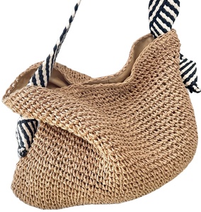 Bolsos de Mano de Paja Hechos a Mano, Estilo Boho Artístico y Simple, Bolsos de Playa de Macramé Vintage, Directamente del Proveedor Indio - Product Image 1