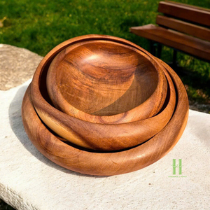 Bol en bois écologique de style japonais, fait main, pour salade, vaisselle de service pour la cuisine, parmi les plus vendus, de HNH - Product Image 1