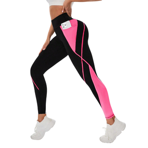 Womens High Waist Color Block Yoga <b>Leggings</b> <b>with</b> Side <b>Pocket</b> Stretch Gym Fitness Running <b>Workout</b> Training Tight Pants - Product Image 5