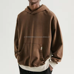 Pull à capuche personnalisé OEM pour hommes 360gsm French Terry 100% coton sans ficelle poids lourd hiver surdimensionné brodé Design - Product Image 2