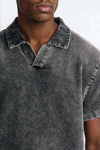 Camisa Polo de Pana para Hombre, Manga Corta, Color Sólido, Algodón Lavado, Estilo Casual, Corte Regular - Product Image 3