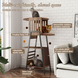 Moderna Torre per Gatti da 58 Pollici per Gatti di Taglia Grande, con Ampia Piattaforma e Amaca Rimovibile, Ideale per Maine Coon - Product Image 4