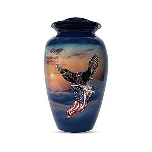 Urna Funeraria Metálica Patriótica Azul de Lujo |   Diseño Conmemorativo de la Bandera del Águila |   Capacidad de 3-4L, duradero y resistente a la corrosión |   OEM - Product Image 5