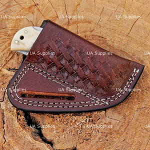 UA Supplies Industrial Grade Damascus Steel Back <b>Lock</b> Hunting Folding Knife 0.5mm Thick Camel Bone Handle Drop Point Razor Sharp - Product Image 6