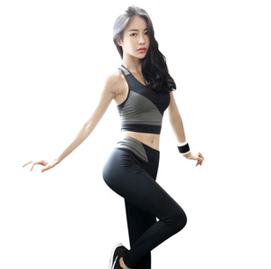 Ensemble de yoga 2 pièces pour femme, couleur unie, haut court dos nageur à col carré et legging mi-long, anti-transpiration et respirant - Product Image 1