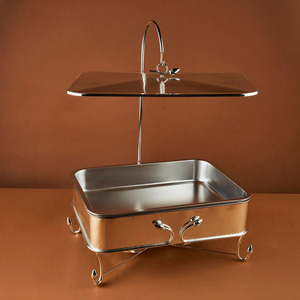 Plat de service et chauffe-plats de luxe en acier inoxydable multicolore à motifs floraux pour la restauration d'événements de prestige au Moyen-Orient - Product Image 2